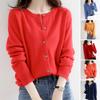 Women Sweater Fashionable Crew Neck Button Closure Cardigan Soft Comfortable Knitted Sweater for Daily Wear