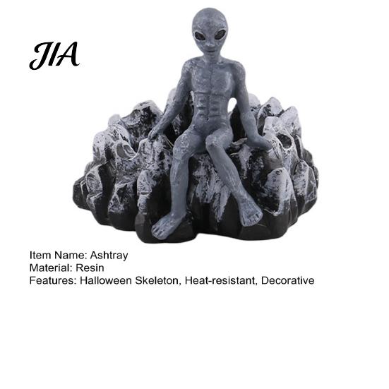 Resin Ash Tray Halloween Skeleton Ashtray, Heat-resistant Gothic Holder, Vintage Holder Aliens Decorative for Home Office Outdoor Storage