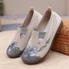 2025 Summer Cloth Shoes Women's Shoes Breathable Soft Sole Round Head Embroidered Shoes Non-slip Mother Shoes