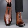 Модные Новые Мужские Остроносые Броги из Лакированной Кожи в Стиле Business Casual, Ботильоны для Мужчин, Зимние, Фирменные Дизайнерские Кожаные Ботинки Челси