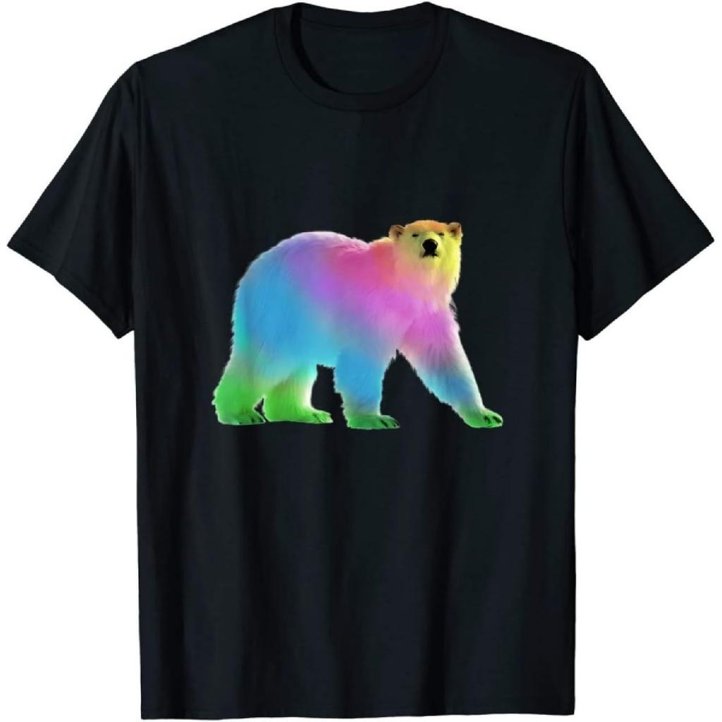BINA STORE Rainbow Colored Polar Bear T-Shirt T050121