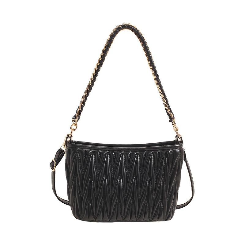 Модная плиссированная сумка подмышку, женская универсальная сумка-мессенджер, новая нишевая сумка-ведро, сумка на плечо, маленькая квадратная сумка