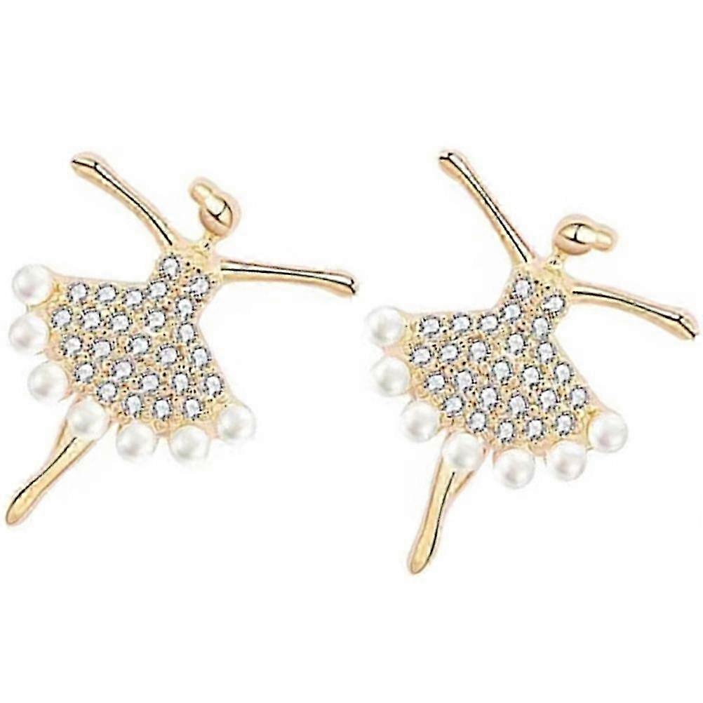 Golden Dancer Figure Earrings For Women Daily Wear Craftsmanship 0.67x0.51 Inches 4 Pairs