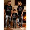 Семейный комплект из 2 предметов на Новый 2026 год, Топы с коротким рукавом и клетчатые брюки, Повседневная одежда