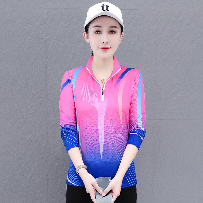 Women's Quick-Dry Long Sleeve Active Top - Lightweight for Spring/Fall, Ideal for Table Tennis, Fitness, Running, Hiking, Loose Fit