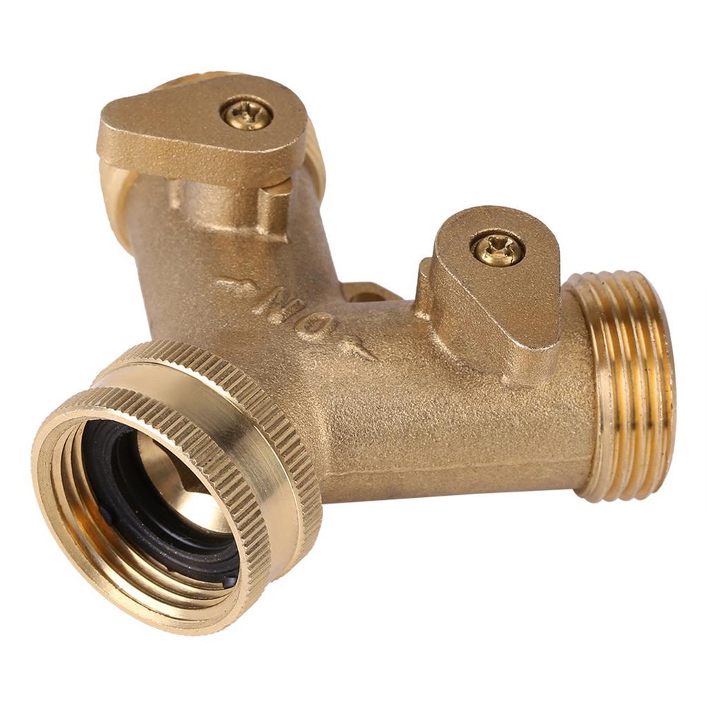 3/4 Inch Brass 2 Way Valve Splitter Hose Pipe Tap Connectors for Garden Irrigation