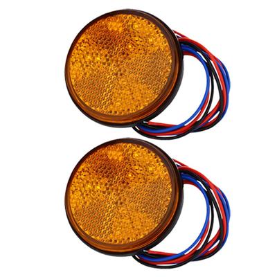 Светодиодный отражатель Отражатель Круглый Боковой габаритный фонарь прицепа Задний габаритный фонарь Указатель поворота Задний фонарь Желтый Комплект из 2 шт.
