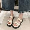 Платформенные сандалии летняя мода новые дышащие с круглым носком пляжная обувь для улицы увеличивающие рост повседневные сандалии