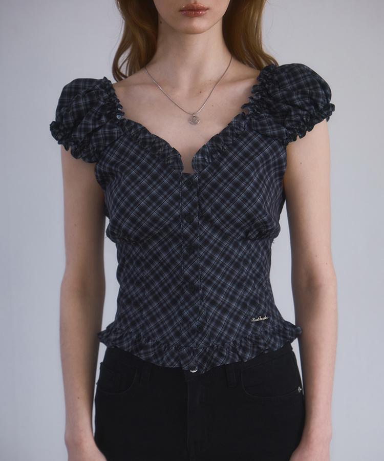 ROSEFRANTZ Frill Shirring Sleeveless [Black]