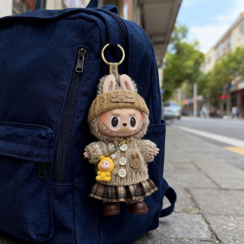 Новогодний Красный Наряд Labubu для Кук 17 см - Включает Одежду, Вязаную Шапку и Юбку (1-е-3-е поколение)