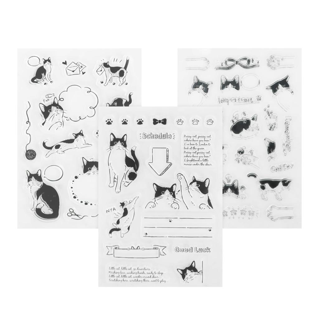 Seimeinoki Clear Set of Transparent for Planner Letter Handmade DIY for and Embossing Stamps, Cat, 3, Silicone, Stamps, Making, Decoration, Crafts,