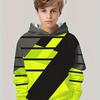 Модные и стильные детские худи на весенне-осенний сезон, серо-зелено-черные трехцветные полосатые 3D