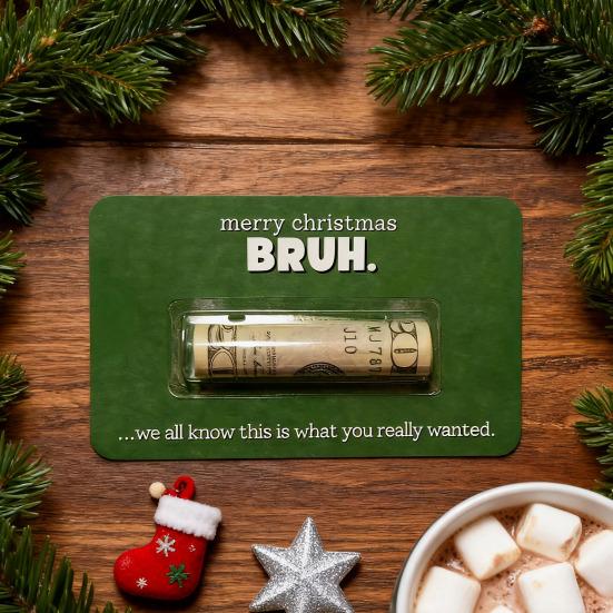Bruh Money Holder Christmas Tree Hanging Cash Holder Card Decoration Ornament Festival Party Holiday Money Gift