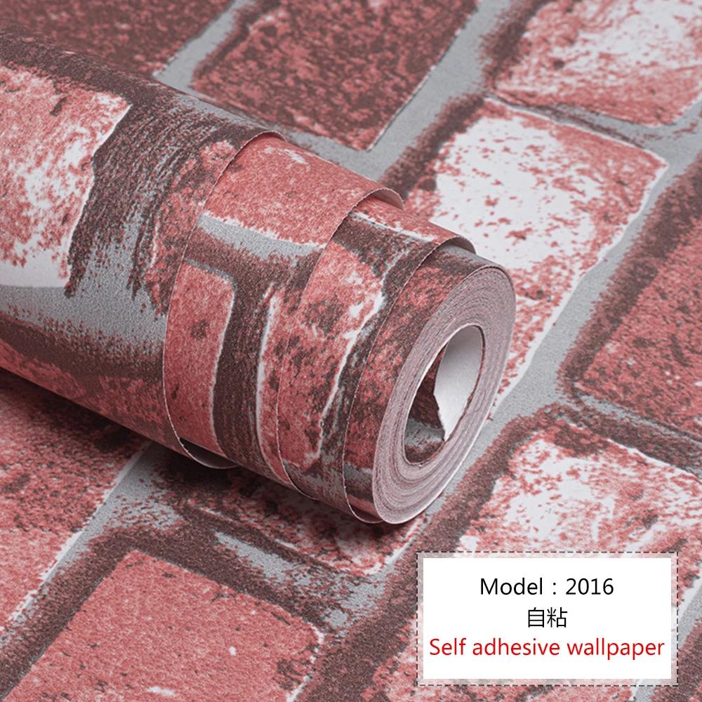 Self Adhesive Wallpaper Cafe Clothing Store Restaurant Brick Pattern Wallpaper 3D Retro Brick Culture Stone Pattern Wallpapers