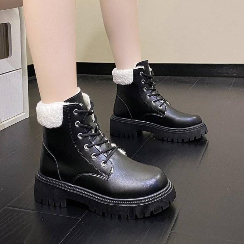 Женская обувь Панк стиль Женские зимние ботинки Корейские на шнуровке Байкерские Боевые 39 Рабочие Весна Осень Зима 2025 Горячая Новинка