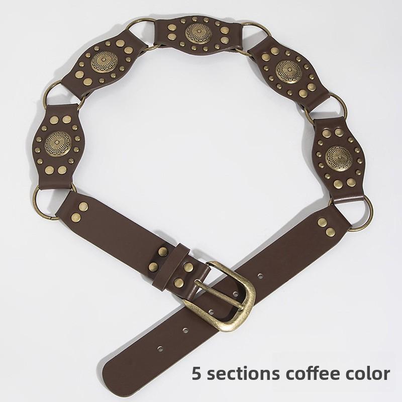 Artistic Vintage Faux Leather Belt With Irregular Design And Metal Buckle For Womens Casual Wear