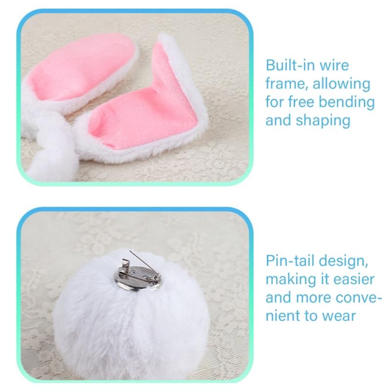 Ободок с кроличьими ушками, бабочка, нос, кроличий хвостик для Хэллоуина, косплей-вечеринки, 4 шт., костюм пасхального кролика для детей и взрослых