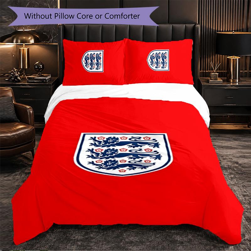 England national football team 3 Piece Bedding Set Soft Duvet Cover Set with Pillowcases Printed Bedroom Decor Set for Home