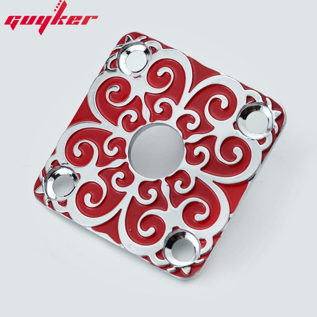 1 Piece Square Curved Stainless Steel Jack Plate Surface Pattern For Electric Guitar Bass