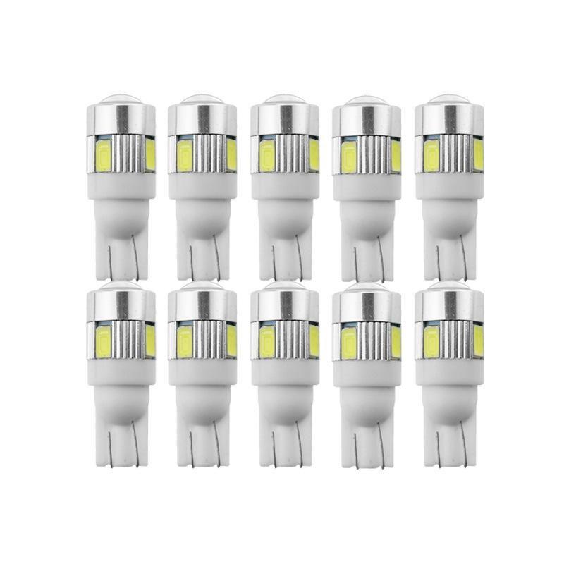 2 шт./10 шт. T10 светодиодные лампы 194 168 W5W 5630 6 SMD объектив, внутренняя лампа, белый габаритный фонарь для лицензии