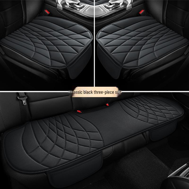 Универсальный комплект подушек для автомобильного сиденья из дышащей кожи наппа - 3 предмета, всесезонный, перфорированный, чехол для заднего сиденья, однокомпонентная подушка для маленького автомобиля