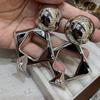 Преувеличенный холодный стиль модная личность геометрические квадратные ромбы серебряные большие серьги простые темпераментные серьги модные