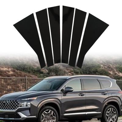 6 шт./комплект Глянцевые Черные Накладки на Стойки Кузова Автомобиля Для Hyundai Santa Fe 2019 2020 2021 2022 2023 Автомобильные Наклейки на Дверь и Окно Внешние