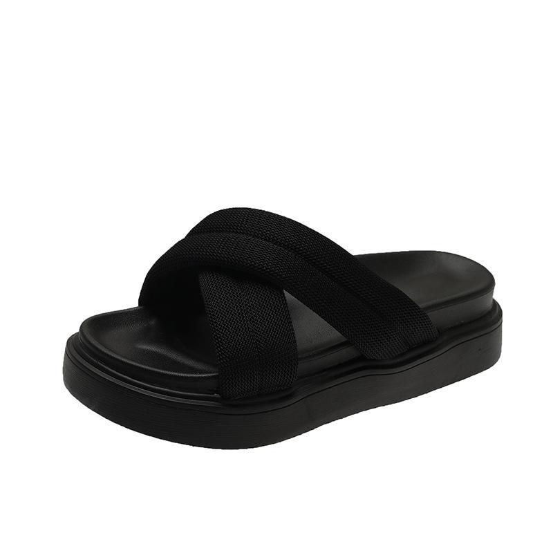 Тапочки на толстой подошве для женщин, летняя верхняя одежда 2024 года, новые универсальные сандалии с застежкой-молнией, римские сандалии