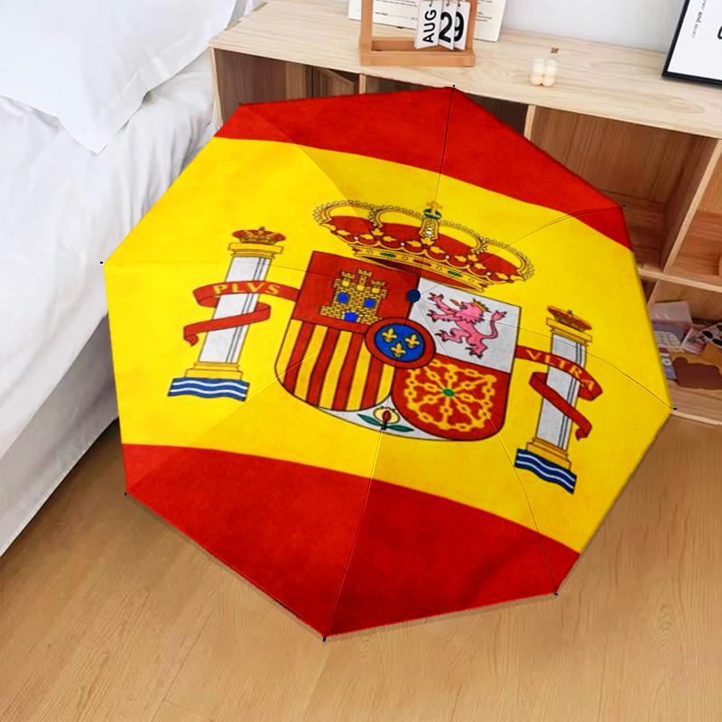 1PC Spanish National Emblem Printed Umbrella Folding umbrella, automatic umbrella 8-Frame for Travel, camping Fan gifts Christmas Gifts