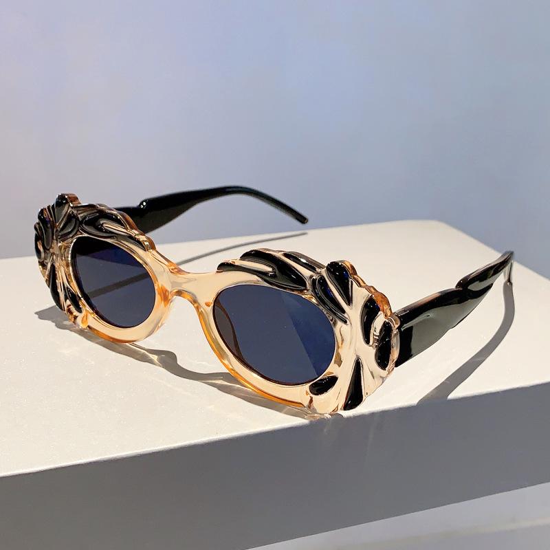 Дизайнерские солнцезащитные очки класса люкс с овальной рельефной оправой для женщин и мужчин, винтажные модные солнцезащитные очки, трендовые панк-розовые милые оттенки, защита от УФ-лучей 400