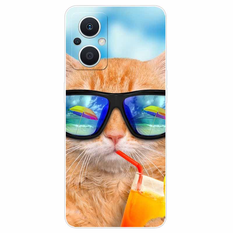 Мягкий чехол для Reno8 Lite Чехол с принтом ТПУ Силиконовый Прозрачный Funda Чехлы для OPPO Reno 8 Lite 5G Чехол Reno8Lite Тонкий Пейзаж Кошка