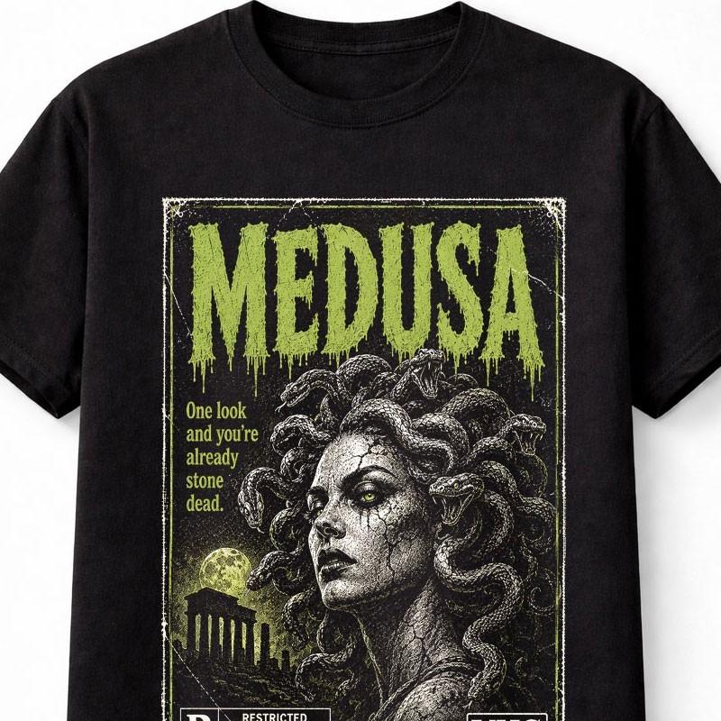 Medusa Greek Mythology Monster Vintage Horror VHS Unisex TShirt
