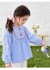 Girls' French Checkered Long-Sleeved T-Shirt