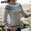 Sweater Women's Crew Neck Matching Color Loose Fashion Pullover Sweater