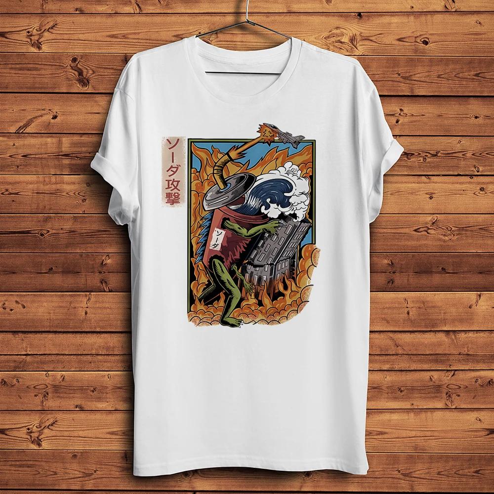 Soda Water Kaiju Attack City Funny Anime TShirtUnisex Short Sleeve Casual Breathable Print TeeUnisex Streetwear T Shirt