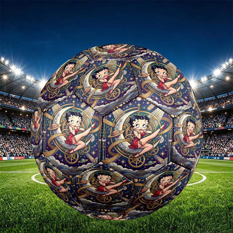 Betty Boop Print Size 5 Soccer Ball, PU Wear Resistant Football for Match Training and Daily Practice, Birthday Gift for Soccer Fans