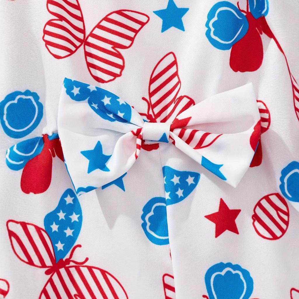 Девочки День Независимости Элементы Бабочка Принт Брюки Комбинезон Летний Повседневный Комбинезон для Детей