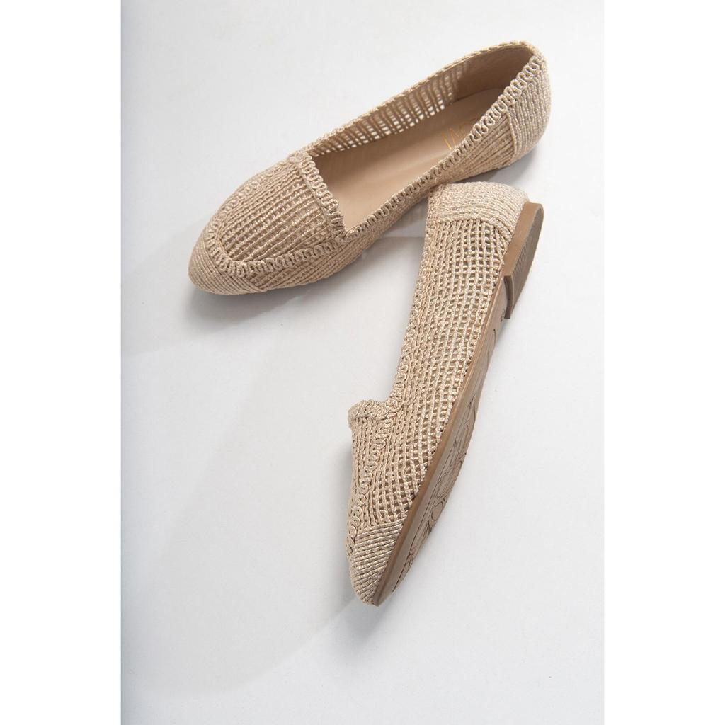 Женские кремовые вязаные балетки