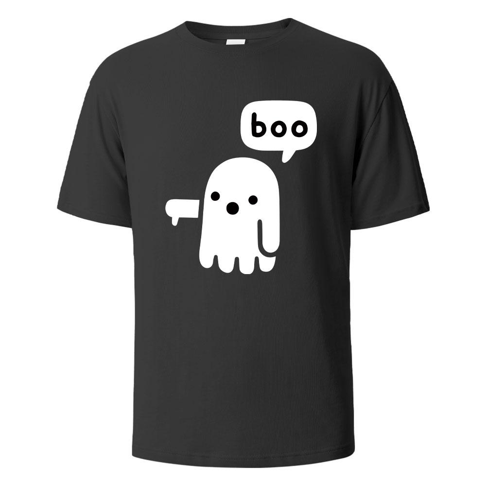 BOO Забавная уличная футболка с принтом для мужчин и женщин 100% хлопок Летние дышащие базовые футболки с коротким рукавом Круглый вырез Оверсайз
