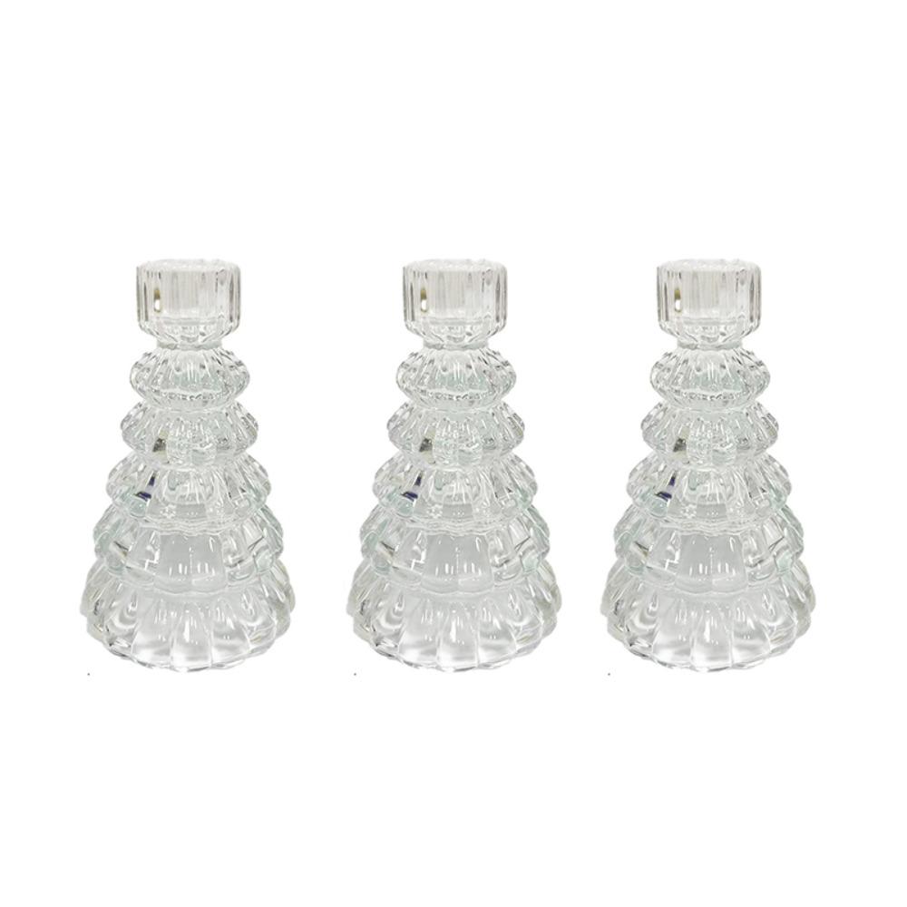 3PCS Glass Desktop Candle Holder Centerpiece Nordic Candles Stand  Dinning Table