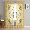 Idyllic Sunflower Bee Modern Curtain For Living Room Transparent Tulle Curtains Window Sheer For The Bedroom Accessories Decor
