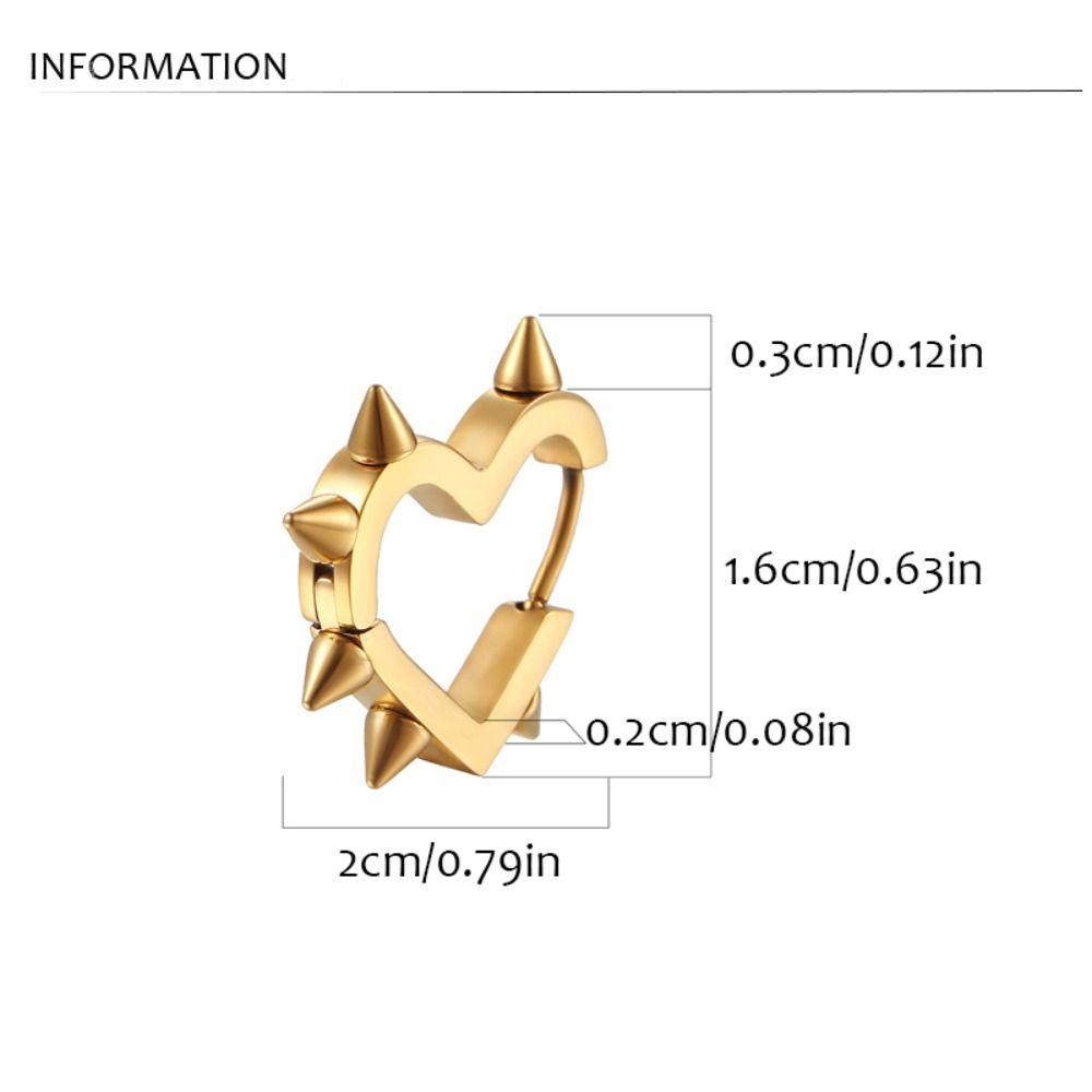 Y2K Punk Spike Rivet Ear Buckle Korean Style Goth Heart Earrings Fashion Jewelry Men