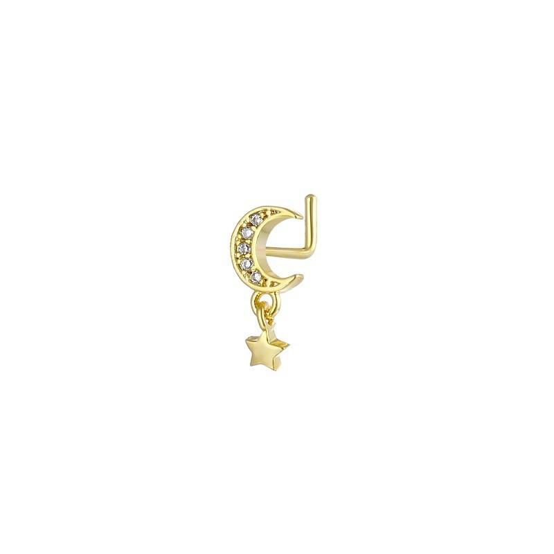 Stainless Steel Long Fashion Nose Rings For Women Copper With Heart Dangle L-Bend Nose Piercing Rings Body Jewelry