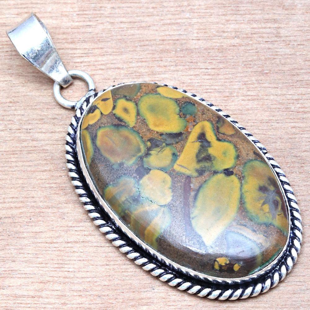 Pendant Azuboo Lite Gemstone Handmade Gift For Her Silver Jewelry 2.25"