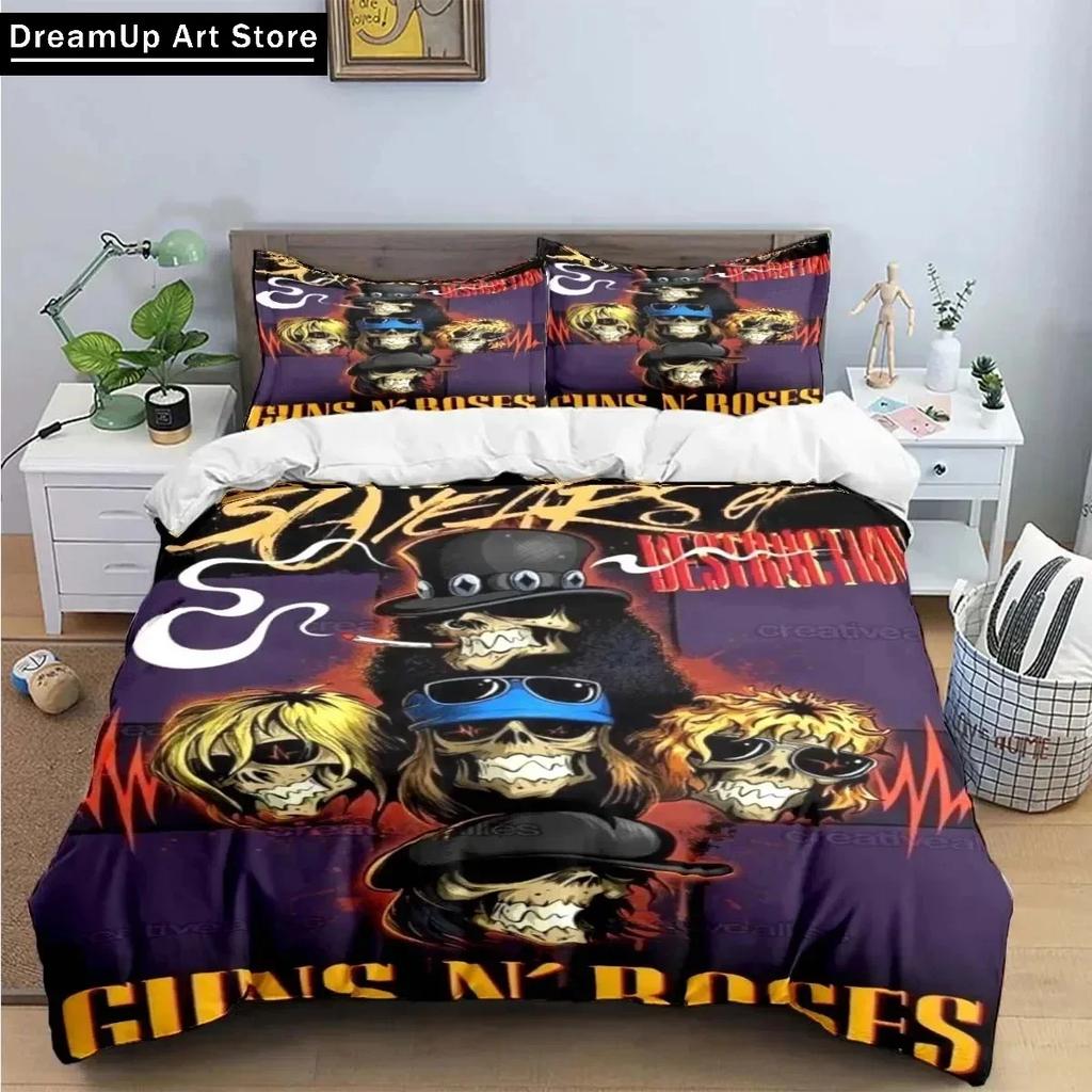 3D Печать Guns N Roses GNR Группа Ретро Комплект Постельного Белья Милый Пододеяльник Покрывало На Кровать С Наволочкой Размер: Двуспальный Односпальный Queen King Для Мальчиков