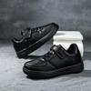 Черная детская обувь, кроссовки для мальчиков от 6 до 12 лет, новые школьные кожаные детские повседневные кроссовки, теннисная спортивная обувь для мальчиков