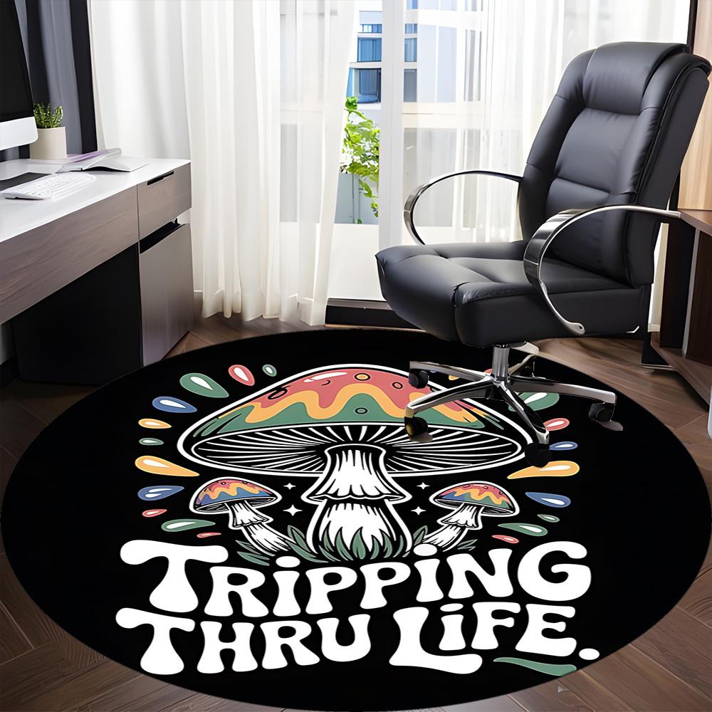 1pc Mushroom Adventure Office Round Area Rug, Under Office Chairs Bedroom Living Room Home Decor, Room Deco, Available in Various Sizes