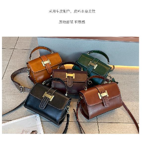 Genuine Leather Women's Small Square Bag 2025 Summer New Cowhide Handbag Shoulder Crossbody Underarm Bag
