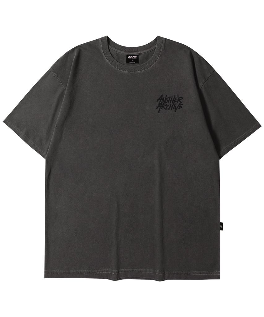 ANOTHER ARCHIVE Pigment Graffiti Logo Short Sleeve T-Shirt_Khaki
