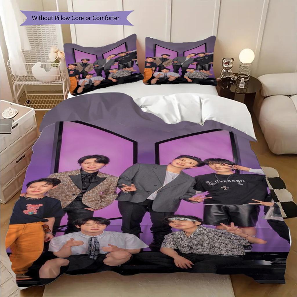 Bt Friends Together Heart Three-piece set (1 * duvet cover + 2 * pillowcase, without core) 2D Flat Duvet cover and pillowcase Bedding set